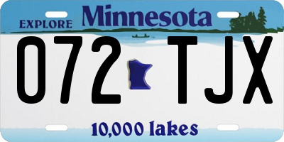 MN license plate 072TJX