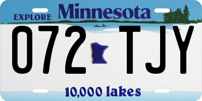 MN license plate 072TJY
