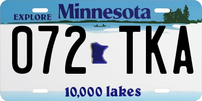 MN license plate 072TKA