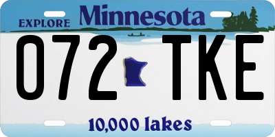 MN license plate 072TKE