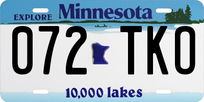 MN license plate 072TKO