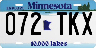 MN license plate 072TKX