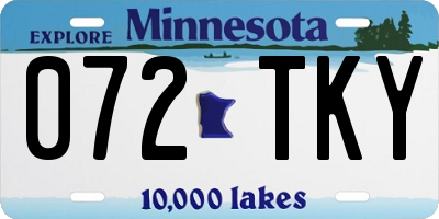 MN license plate 072TKY