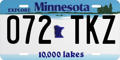 MN license plate 072TKZ