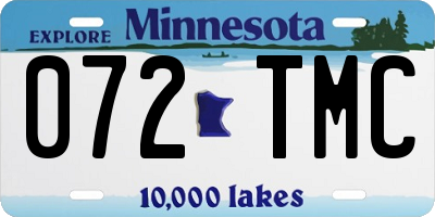 MN license plate 072TMC