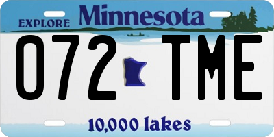 MN license plate 072TME