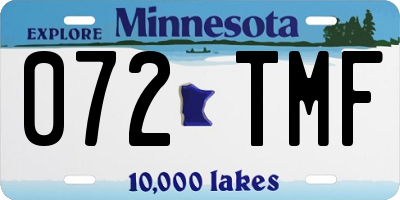 MN license plate 072TMF