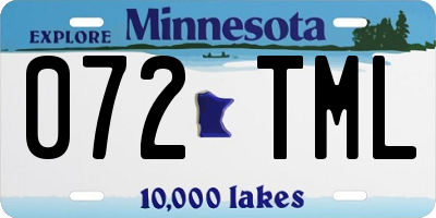 MN license plate 072TML