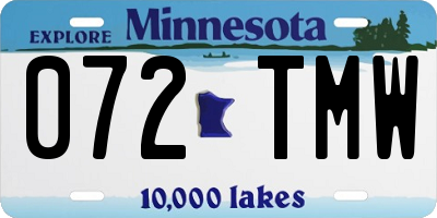 MN license plate 072TMW