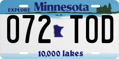 MN license plate 072TOD