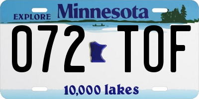 MN license plate 072TOF
