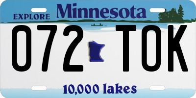 MN license plate 072TOK
