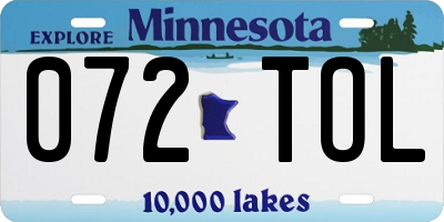 MN license plate 072TOL