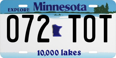 MN license plate 072TOT