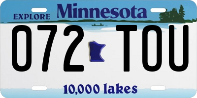 MN license plate 072TOU