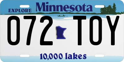 MN license plate 072TOY