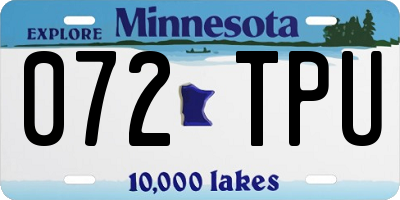 MN license plate 072TPU