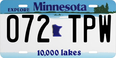 MN license plate 072TPW