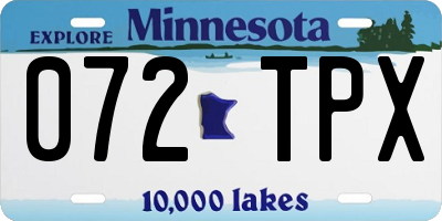 MN license plate 072TPX