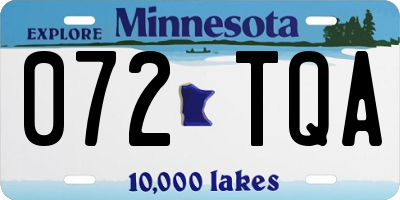 MN license plate 072TQA