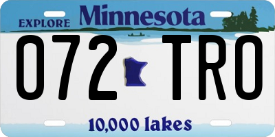 MN license plate 072TRO