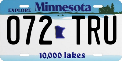 MN license plate 072TRU