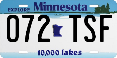 MN license plate 072TSF