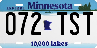 MN license plate 072TST