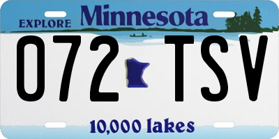 MN license plate 072TSV