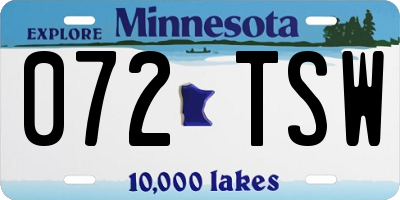 MN license plate 072TSW