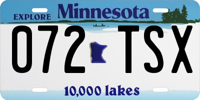 MN license plate 072TSX