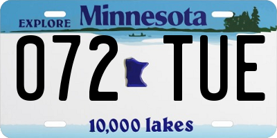 MN license plate 072TUE
