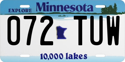 MN license plate 072TUW