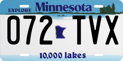 MN license plate 072TVX