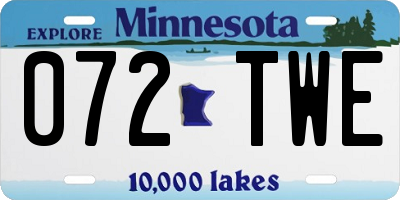 MN license plate 072TWE
