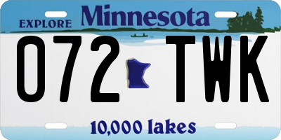MN license plate 072TWK