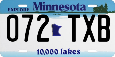 MN license plate 072TXB