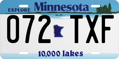 MN license plate 072TXF