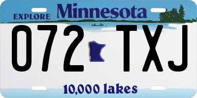 MN license plate 072TXJ