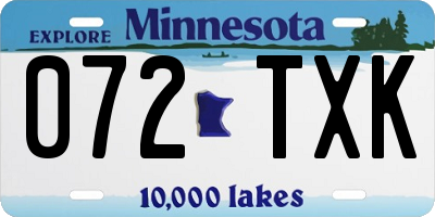 MN license plate 072TXK