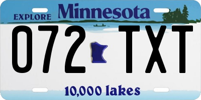 MN license plate 072TXT