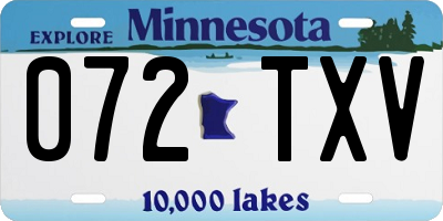 MN license plate 072TXV