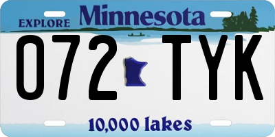 MN license plate 072TYK