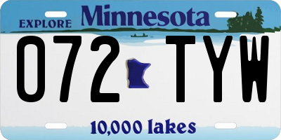 MN license plate 072TYW