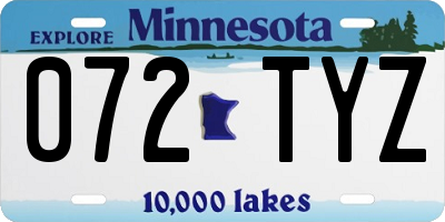 MN license plate 072TYZ