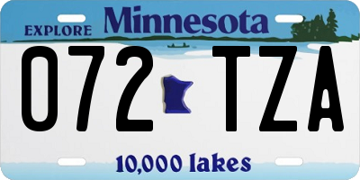 MN license plate 072TZA