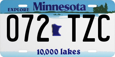 MN license plate 072TZC