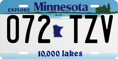 MN license plate 072TZV