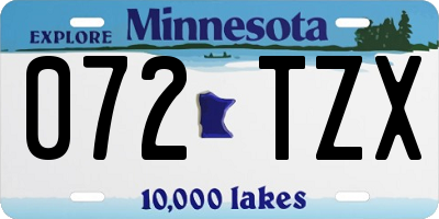 MN license plate 072TZX