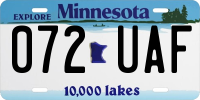 MN license plate 072UAF